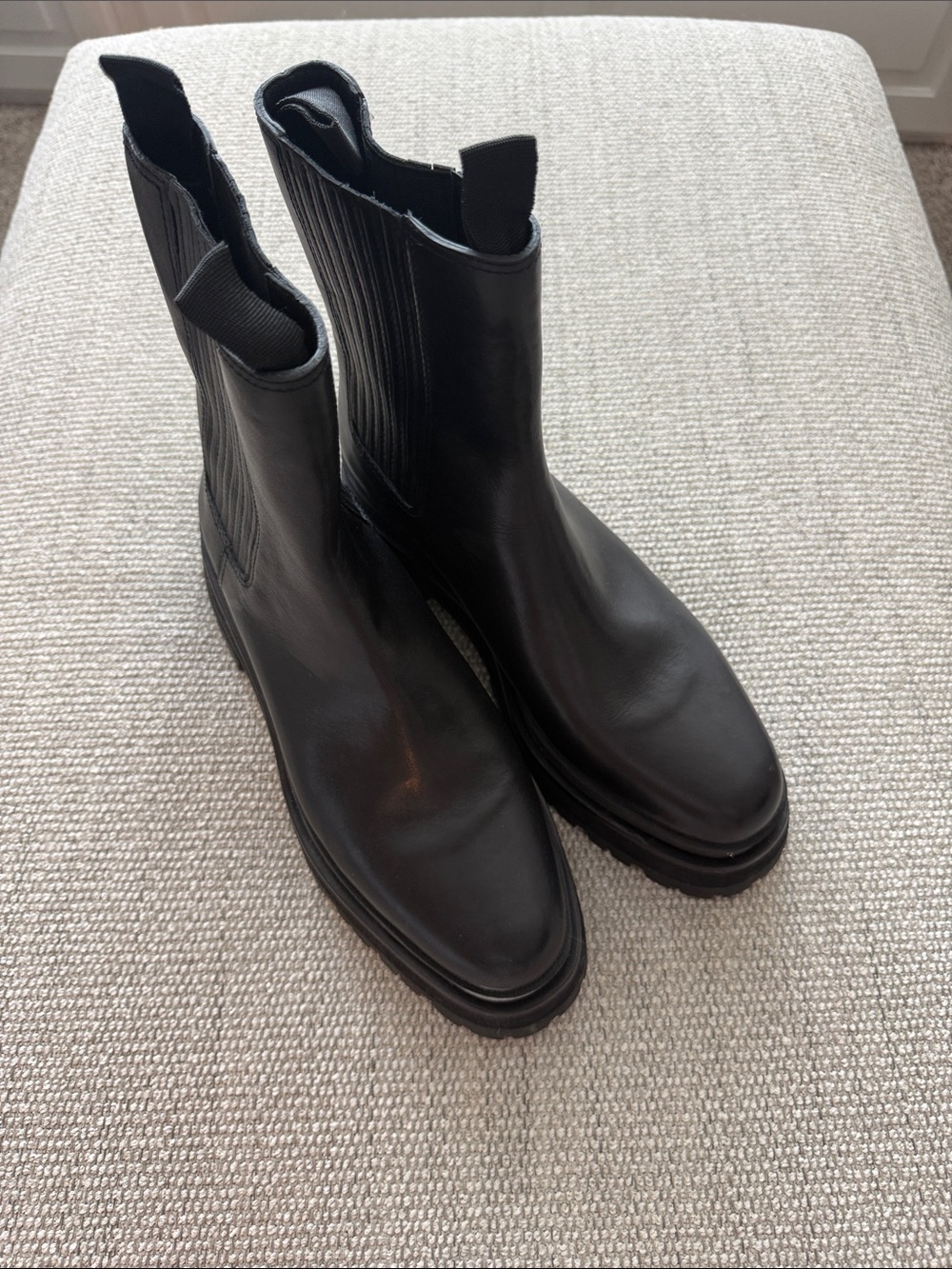 Loeffler Randall Black Lug-Sole Chelsea Ankle Boots - Picture 2 of 3